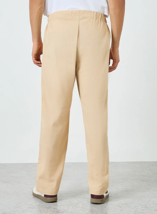 Take Two  Men Beige Relaxed Fit Drawstring Trousers for Men | Best Price UAE